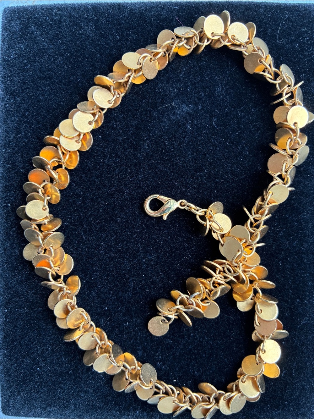 Vintage 90s Gold Sequin Disc Chain Choker Necklace